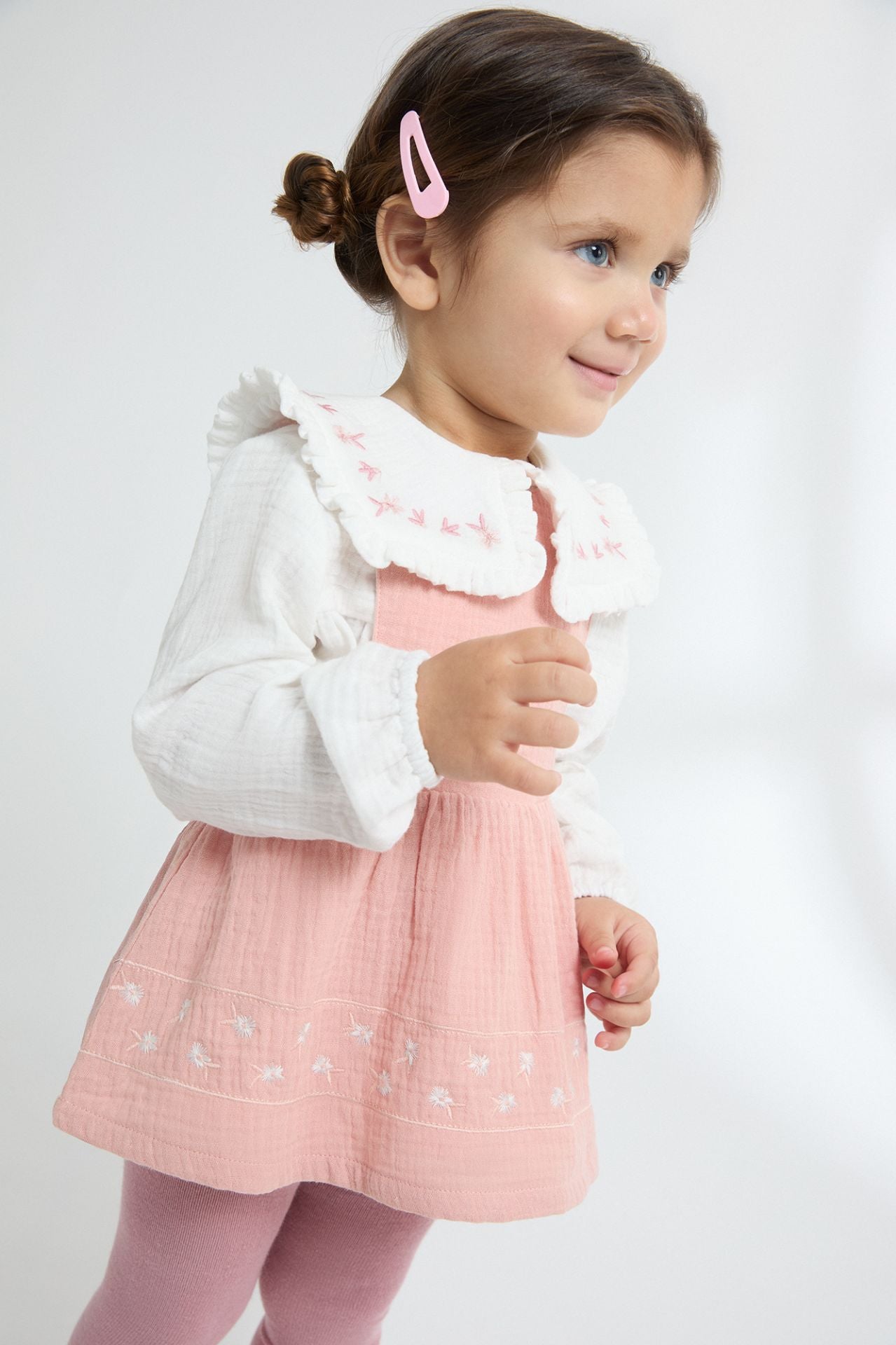 Vestido Bordado de Bambula Color Salmón Rosado I 100% Algodón
