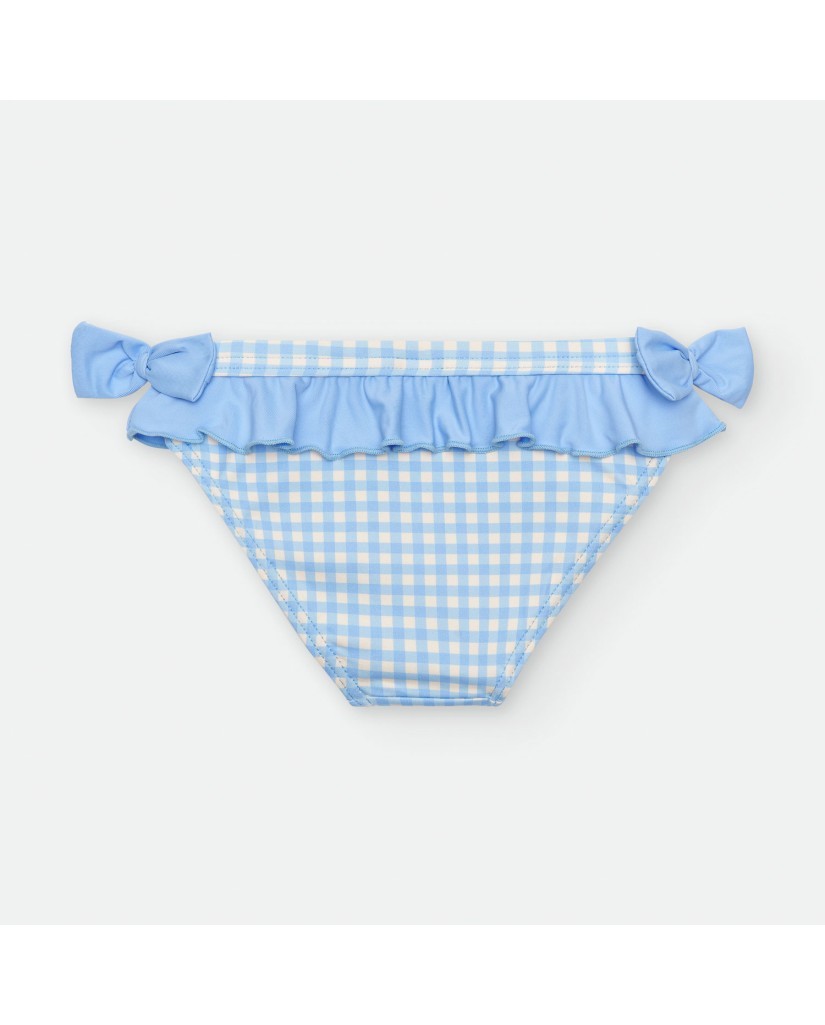 Bañador culetín vichy azul con volante y lazos – Waterlemon