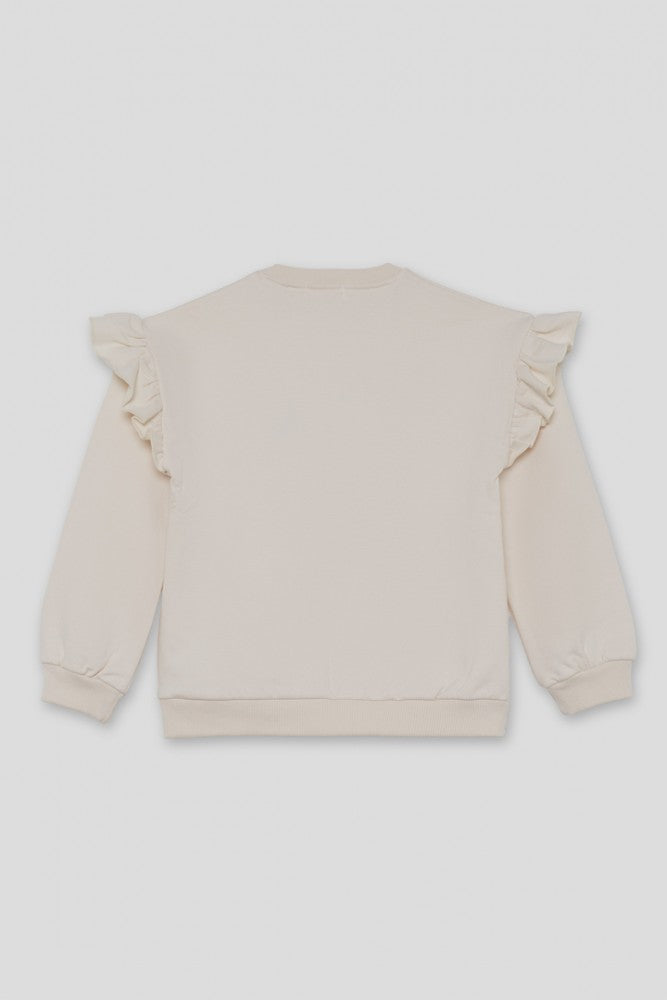 Sudadera Flores de Niña en color Crudo Afelpada