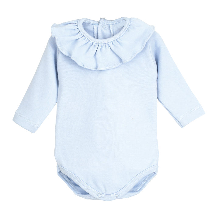Body elástico de bebé con volante en el cuello – Calamaro (color azul bebé)
