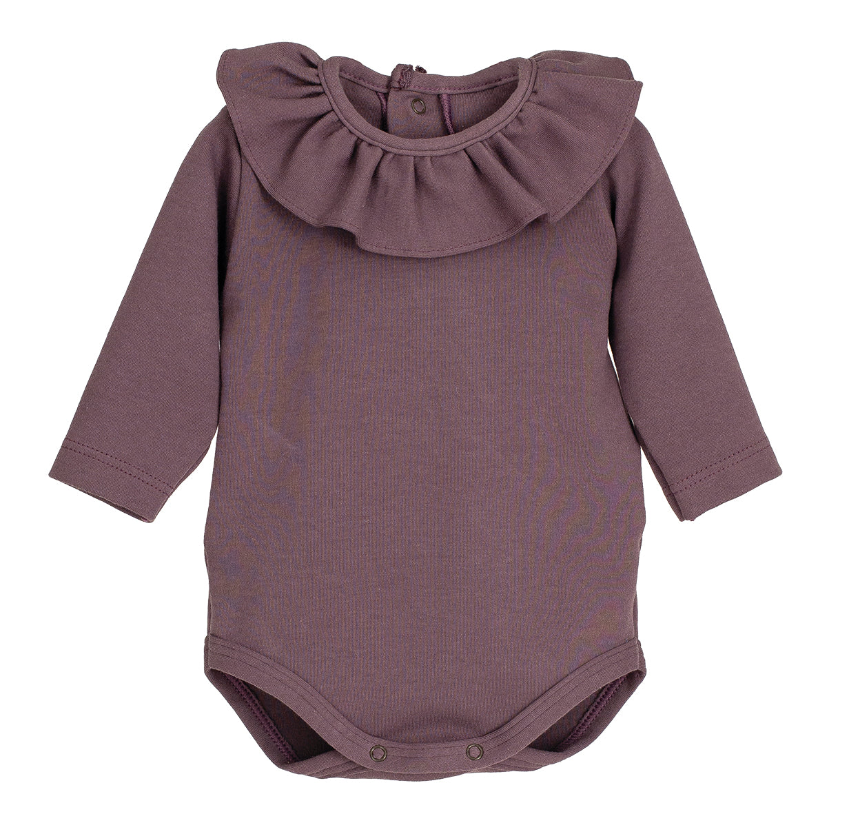 Body elástico de bebé con volante en el cuello – Calamaro (color berenjena)