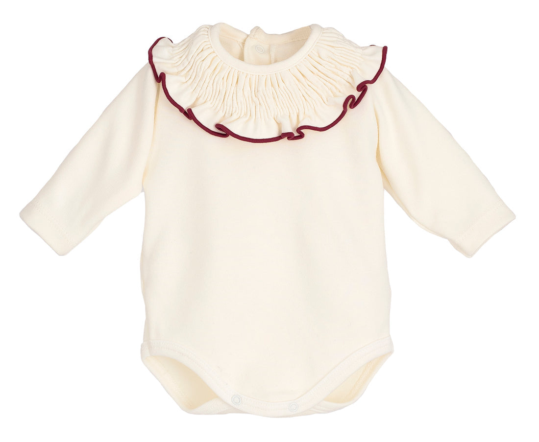 Body bebé Titán Gom Calamaro | Cuello volante con filito granate | Ropa Infantil Unisex de 1 a 24 meses