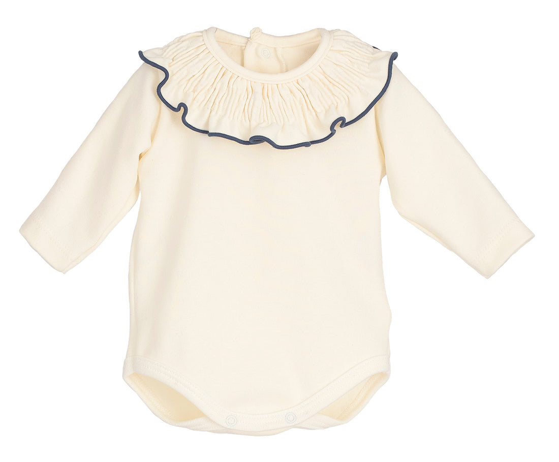 Body bebé Titán Gom de Calamaro | Cuello Volante con filito en color Azul| Ropa Infantil Unisex de 1 a 24 meses