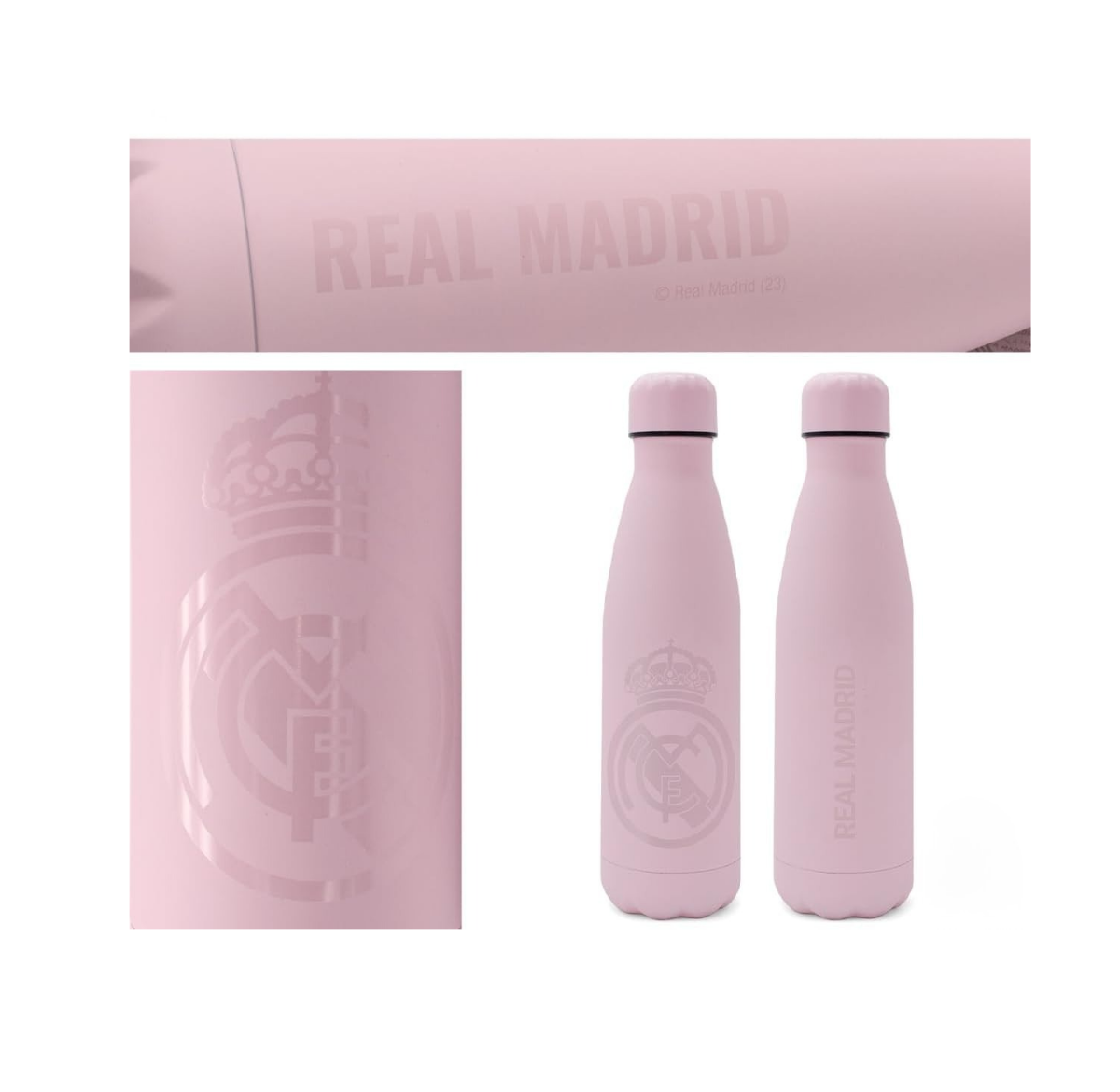 Botella Térmica Oficial Real Madrid 550 ml Acero Inoxidable - Color Rosa Mate