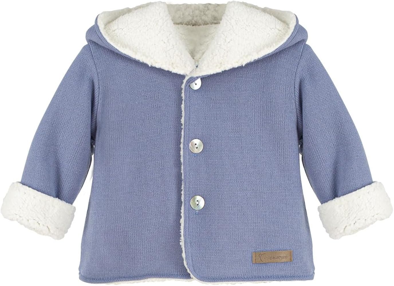 Abrigo Calamaro con Capucha de Punto y Borreguillo Suave – Color Azul Nude