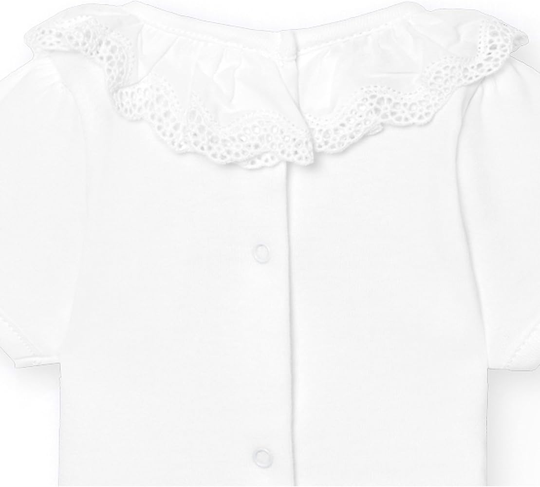 Body de bebé Babidu blanco con cuello de puntilla | 100% algodón