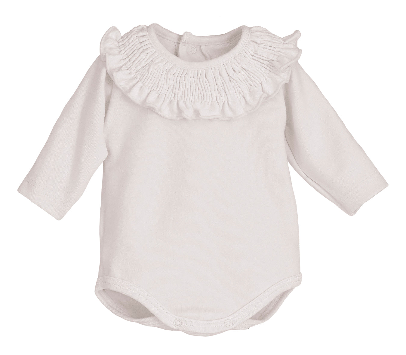 Body bebé Titán Gom de Calamaro | Cuello Volante con filo en color Blanco | Ropa Infantil Unisex de 1 a 24 meses