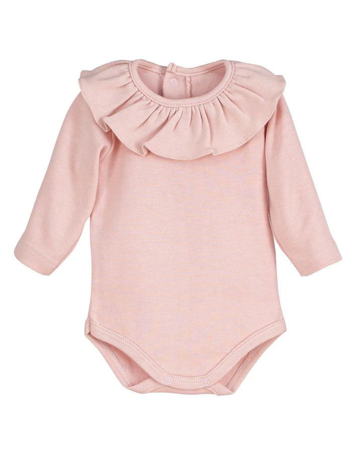 Body elástico de bebé con volante en el cuello – Calamaro (color rosa)