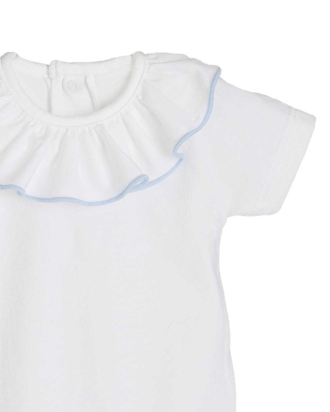 Body Titán Calamaro manga corta | 100% algodón | Cuello volante con ribete celeste
