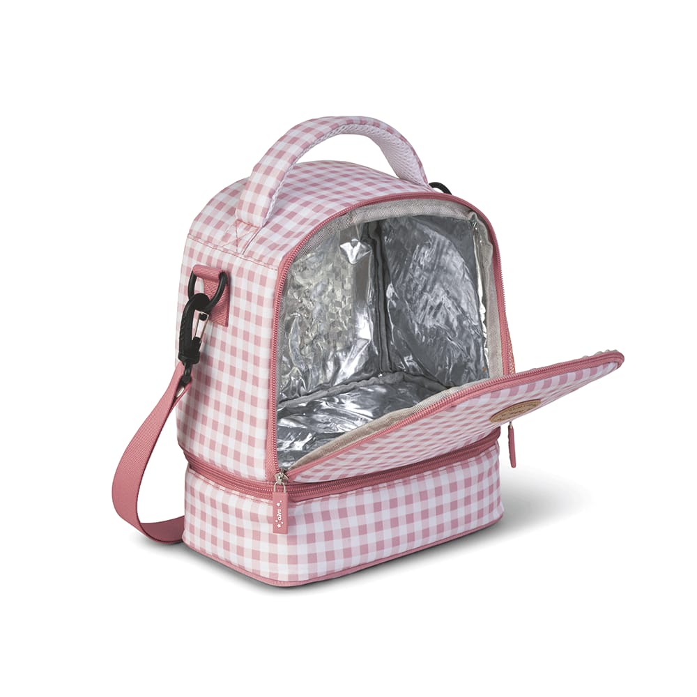 Bolsa térmica infantil Saro rosa vichy | Porta alimentos para bebés y niños