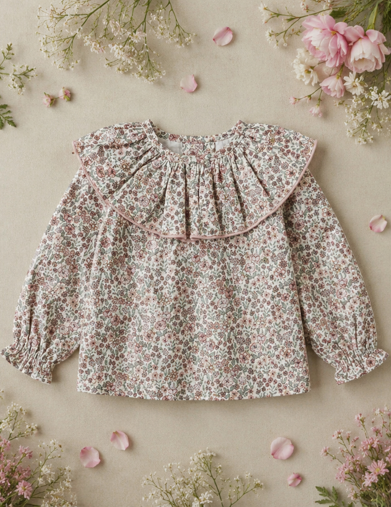 Camisa Narnia con estampado floral y maxicuello