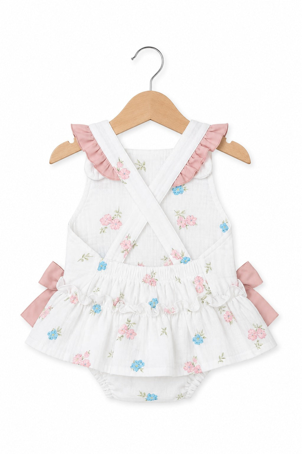 Peto de Bambula Blanco con Flores Rosas para Bebé