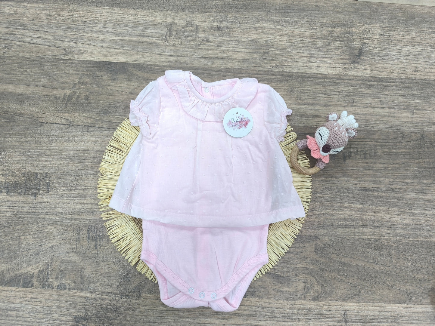 Body camisa de bebé en plumeti |manga corta (3-24 meses)