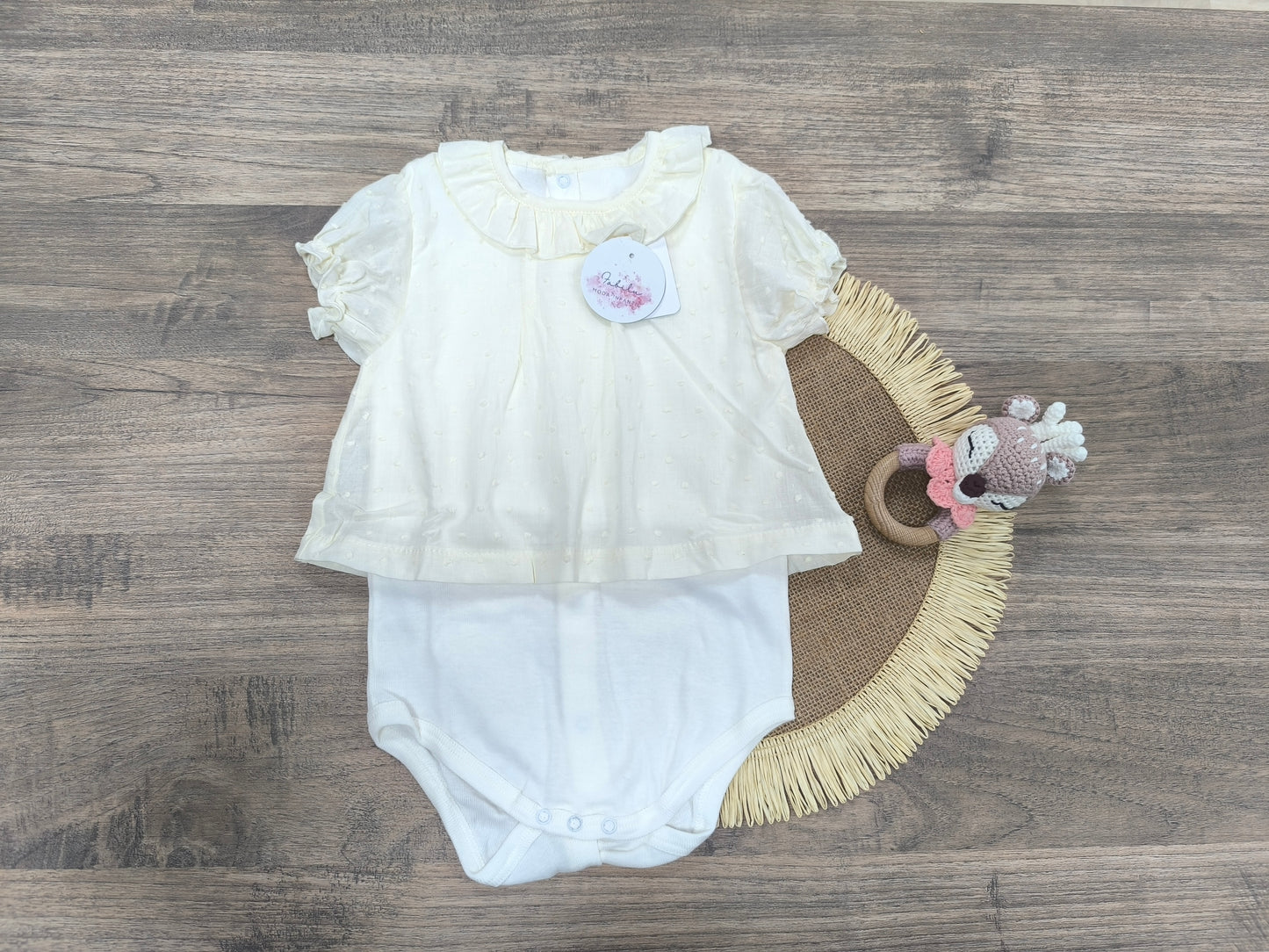 Body camisa de bebé en plumeti |manga corta (3-24 meses)