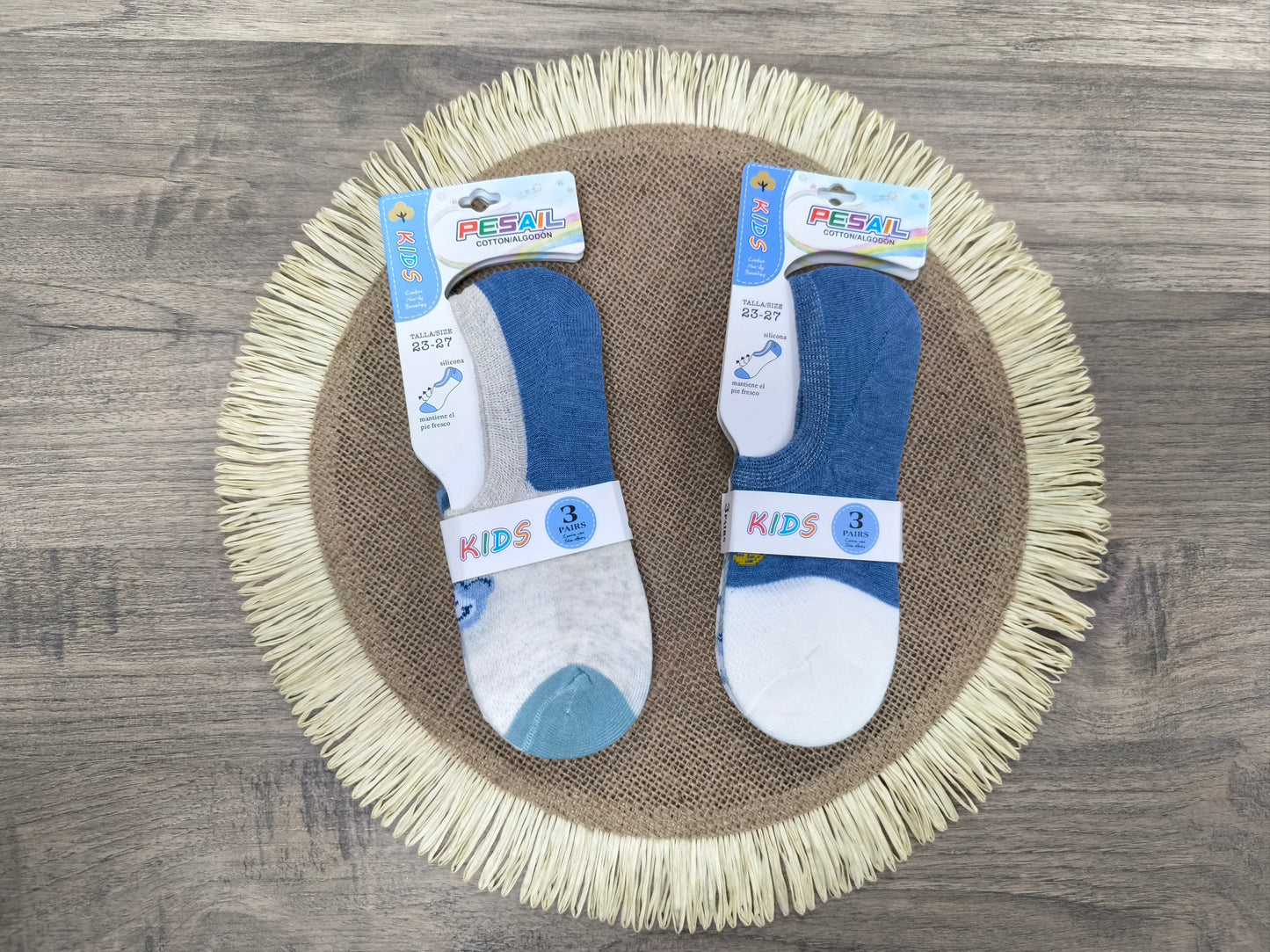 Pack 3 Calcetines Invisibles Pesail – Algodón, Antideslizantes y Colores Variados (Tallas 23-38)