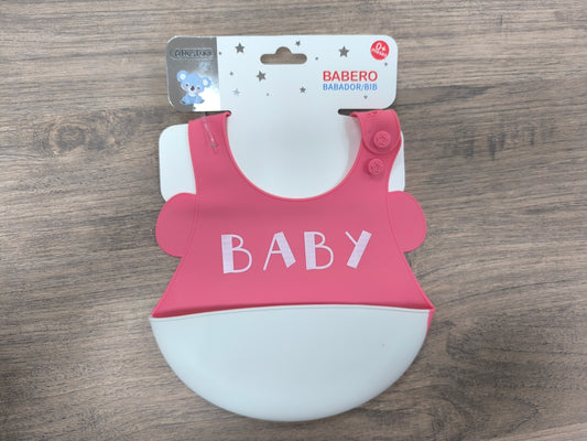 Babero impermeable de silicona con bolsillo para bebés– Ajustable en 3 posiciones, fácil de limpiar