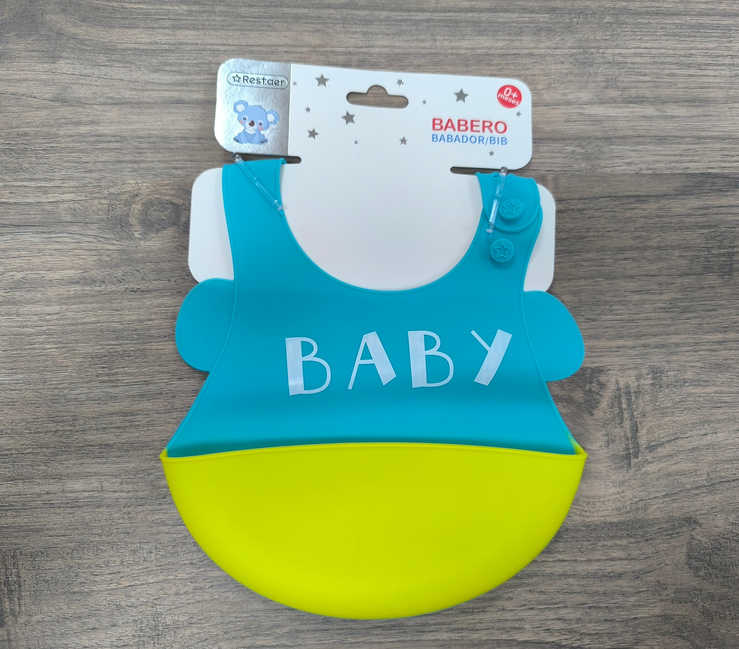 Babero impermeable de silicona con bolsillo para bebés– Ajustable en 3 posiciones, fácil de limpiar