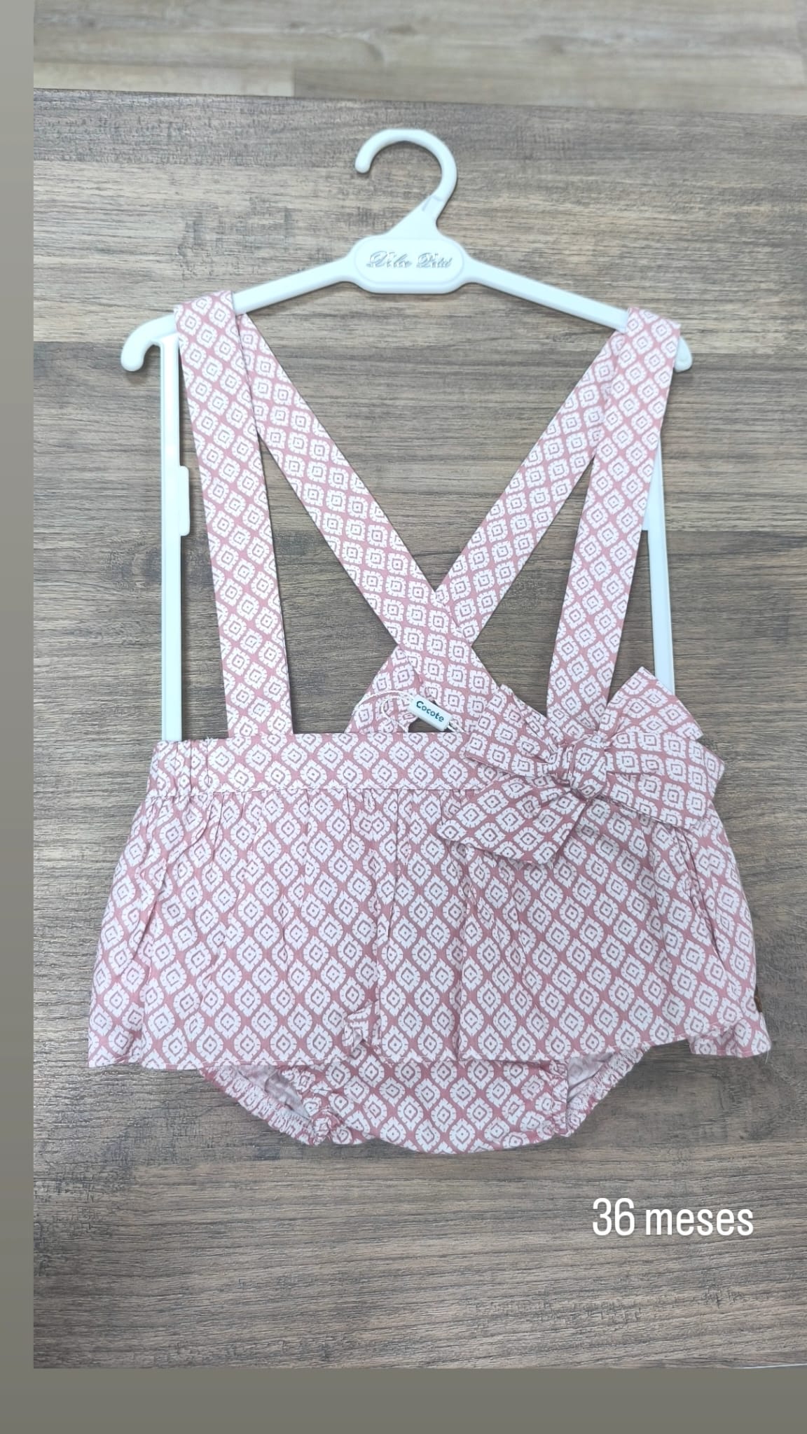 Braga con volante efecto falda para niña Cocote | Estampado étnico y tirantes cruzados