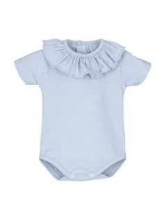 Body Titán Liso Calamaro manga corta | 100% algodón | cuello volante en color Azul