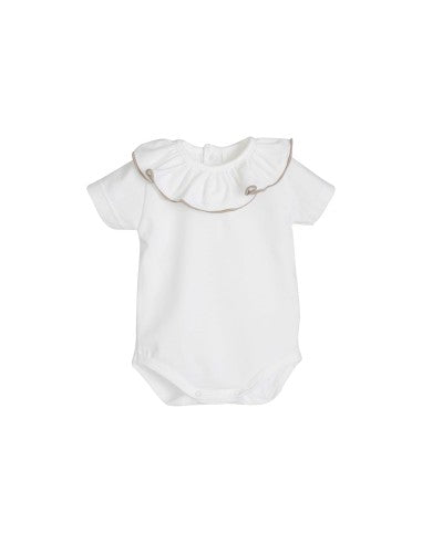 Body Titán Calamaro manga corta | 100% algodón | Cuello volante con ribete arena
