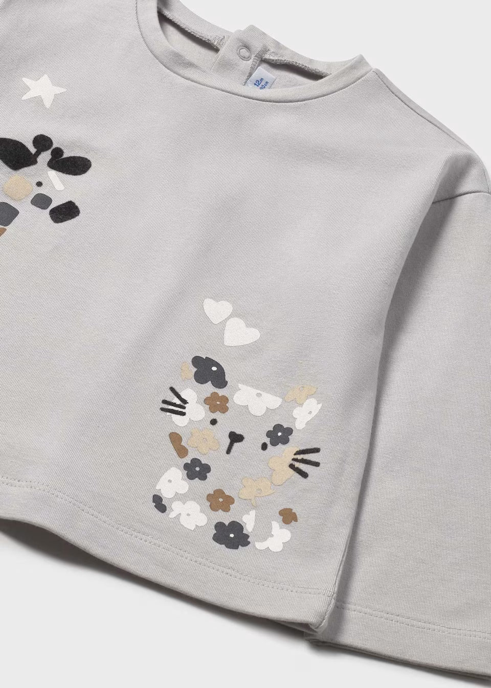 Camiseta gráfica de Manga Larga Gris Perla | Mayoral Basic