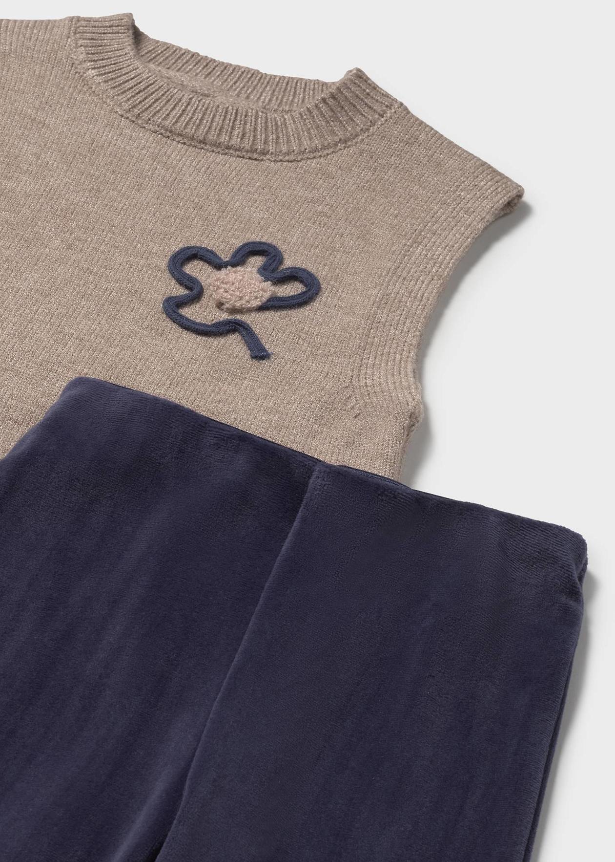 Conjunto Mayoral 3 Piezas para Bebé Niña con Chaleco (Color Marino)