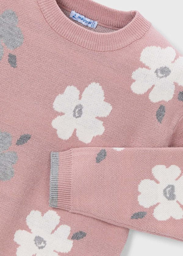 Jersey de Flores en Color Maquillaje para Niña – Mayoral