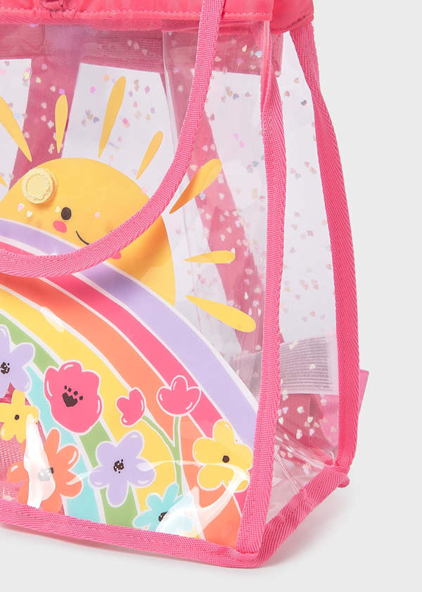 Mochila Transparente Infantil Mayoral – Playa y Piscina con Estampado de Flores