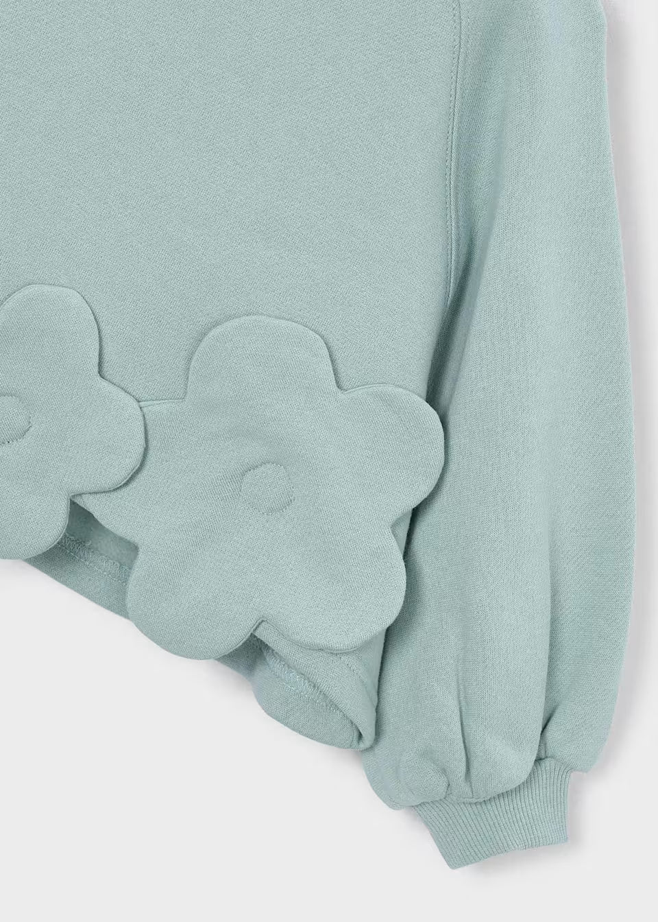 Sudadera de Niña Verde Agua con Apliques de Flores
