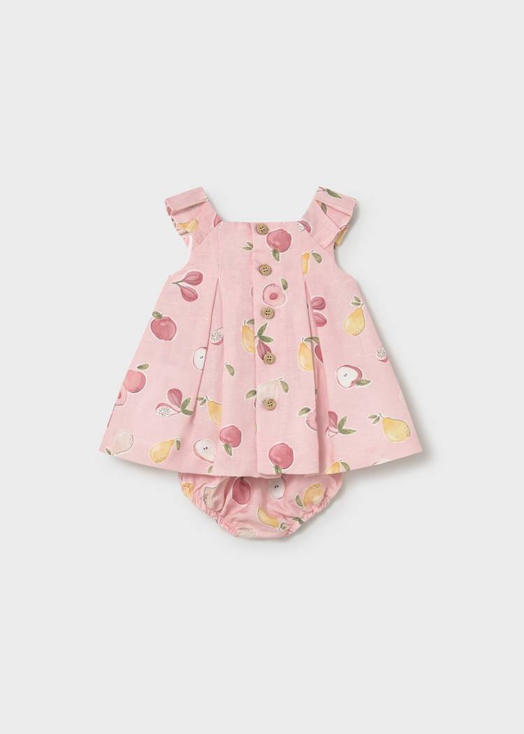 Vestido Estampado de Lino con Cubrepañal Rosa