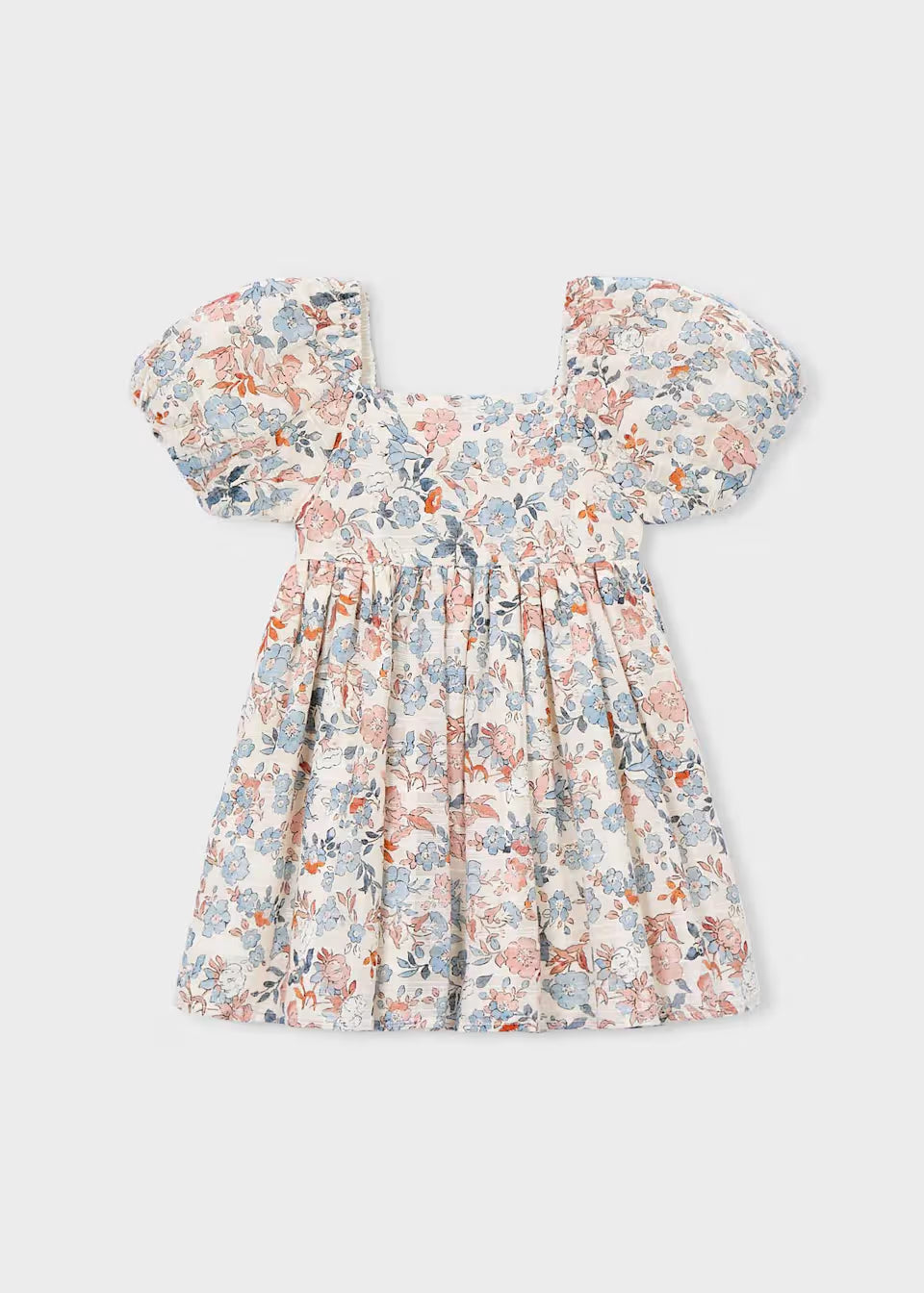 Vestido flores manga abullonada niña