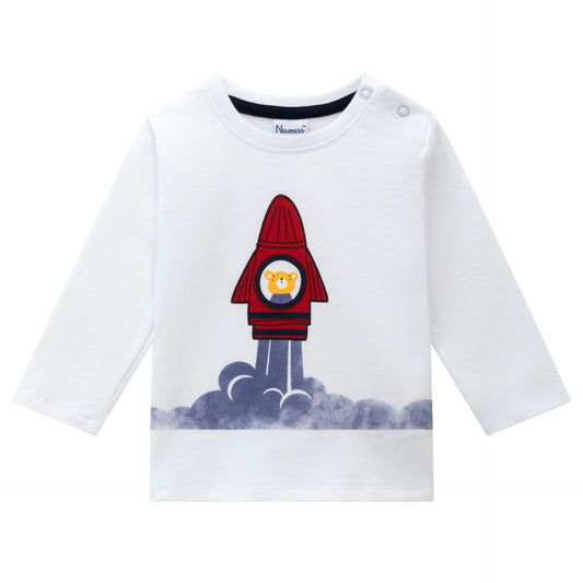 Camiseta Infantil de Cohete I  Manga Larga I 100% Algodón