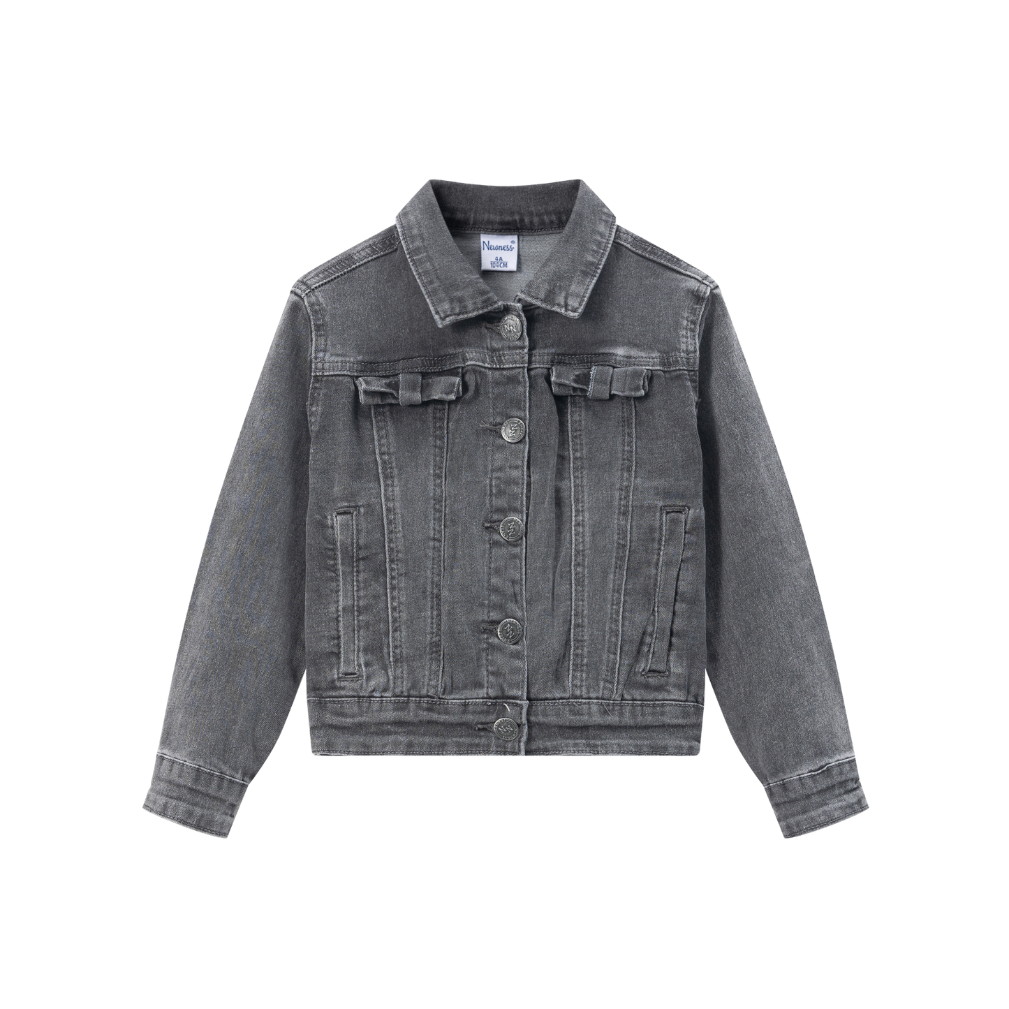 Chaqueta vaquera niña | Bolsillos con lazos | Color gris