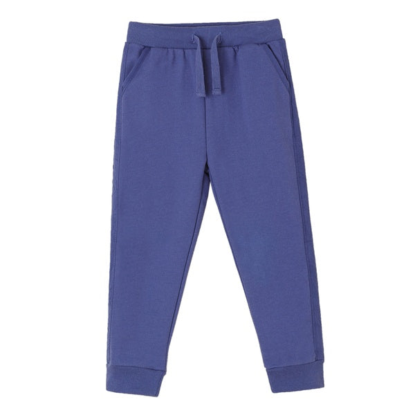 Pantalón básico infantil | Tejido afelpado | Cintura elástica con cordón |Color Azul