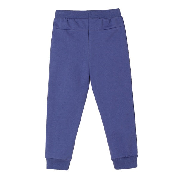 Pantalón básico infantil | Tejido afelpado | Cintura elástica con cordón |Color Azul