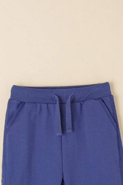 Pantalón básico infantil | Tejido afelpado | Cintura elástica con cordón |Color Azul