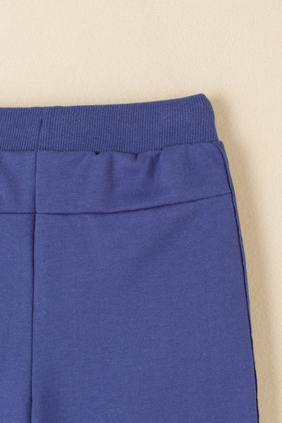 Pantalón básico infantil | Tejido afelpado | Cintura elástica con cordón |Color Azul