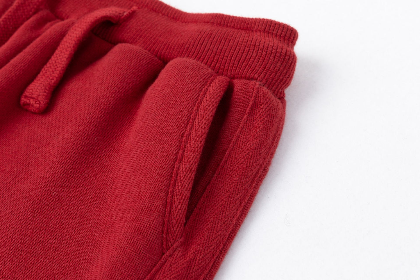 Pantalón básico infantil unisex | Tejido afelpado | Cintura elástica con cordón | Color Rojo