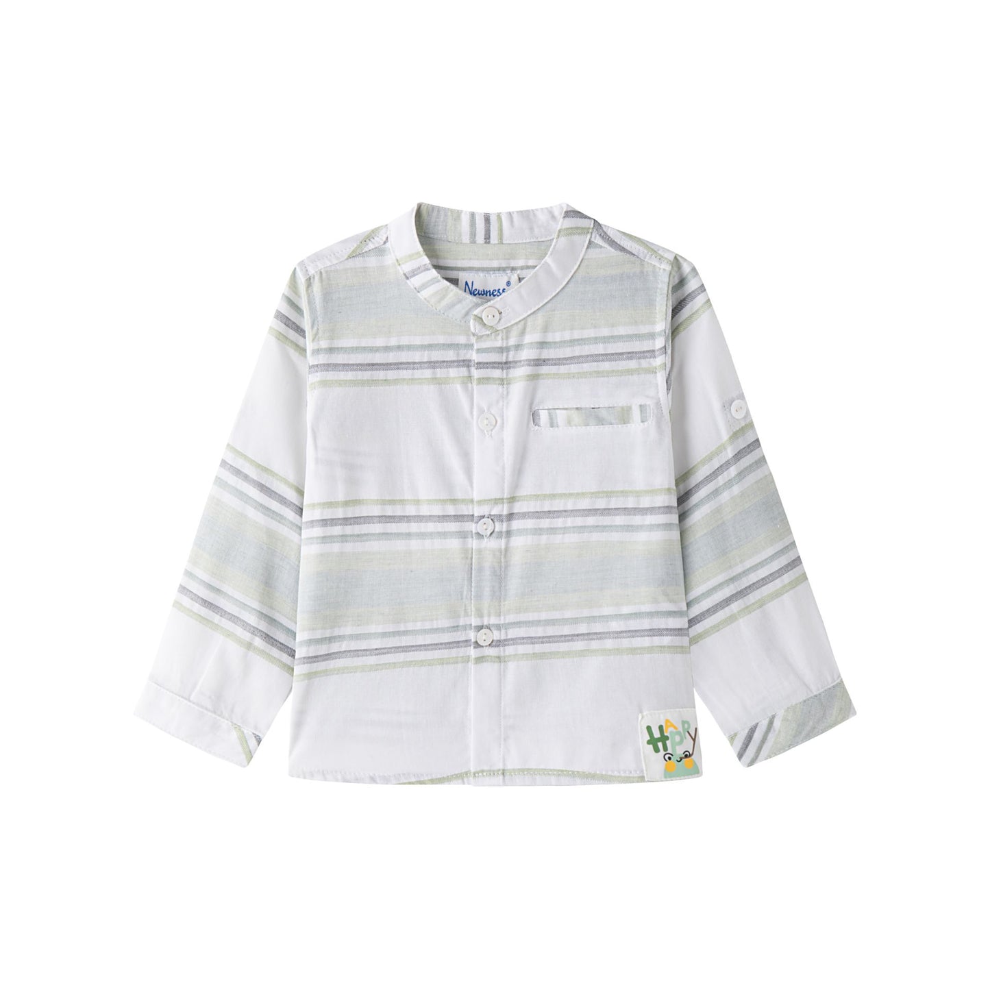 Camisa de Rayas Niño I Cuello Mao y Manga Ajustable