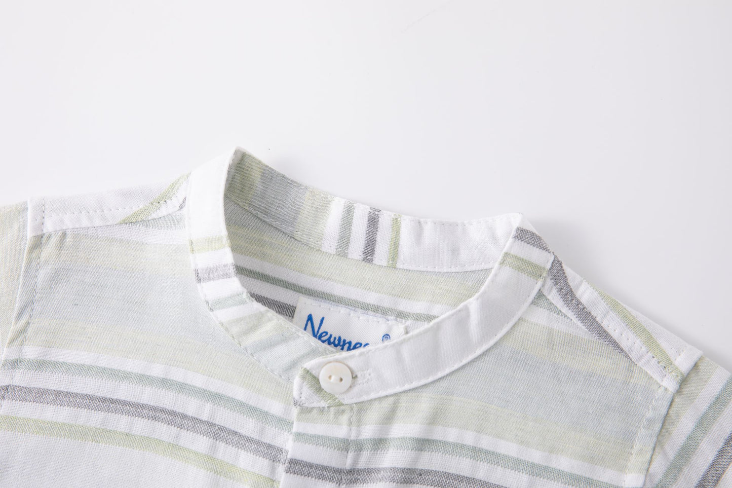 Camisa de Rayas Niño I Cuello Mao y Manga Ajustable