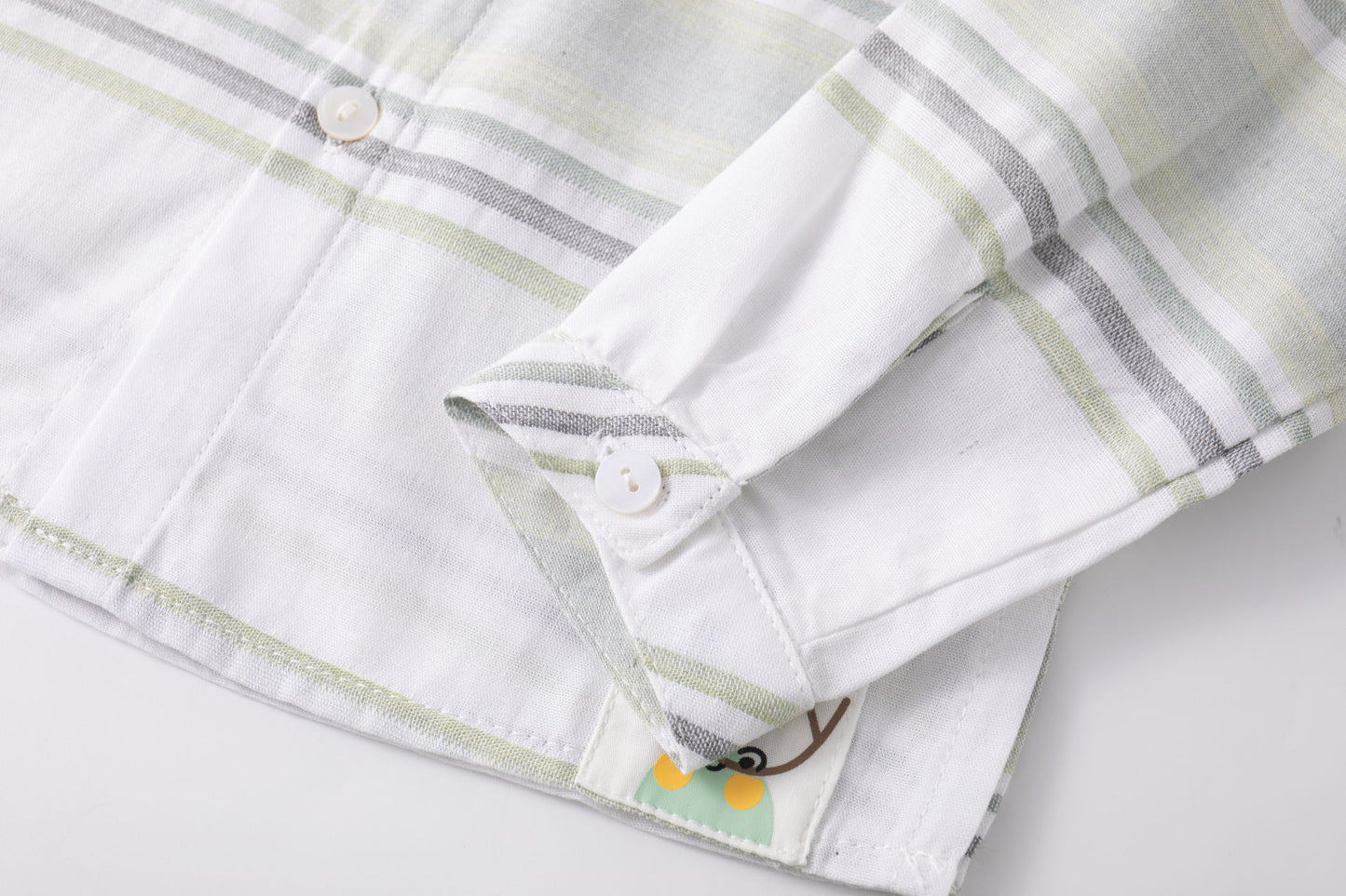 Camisa de Rayas Niño I Cuello Mao y Manga Ajustable