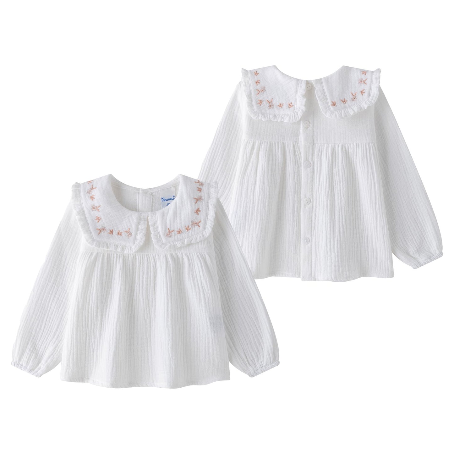 Blusa Bambula Algodón Blanca Bordada
