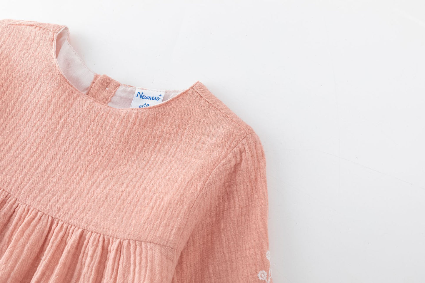 Vestido Bordado de Bambula Color Salmón Rosado  I 100% Algodón