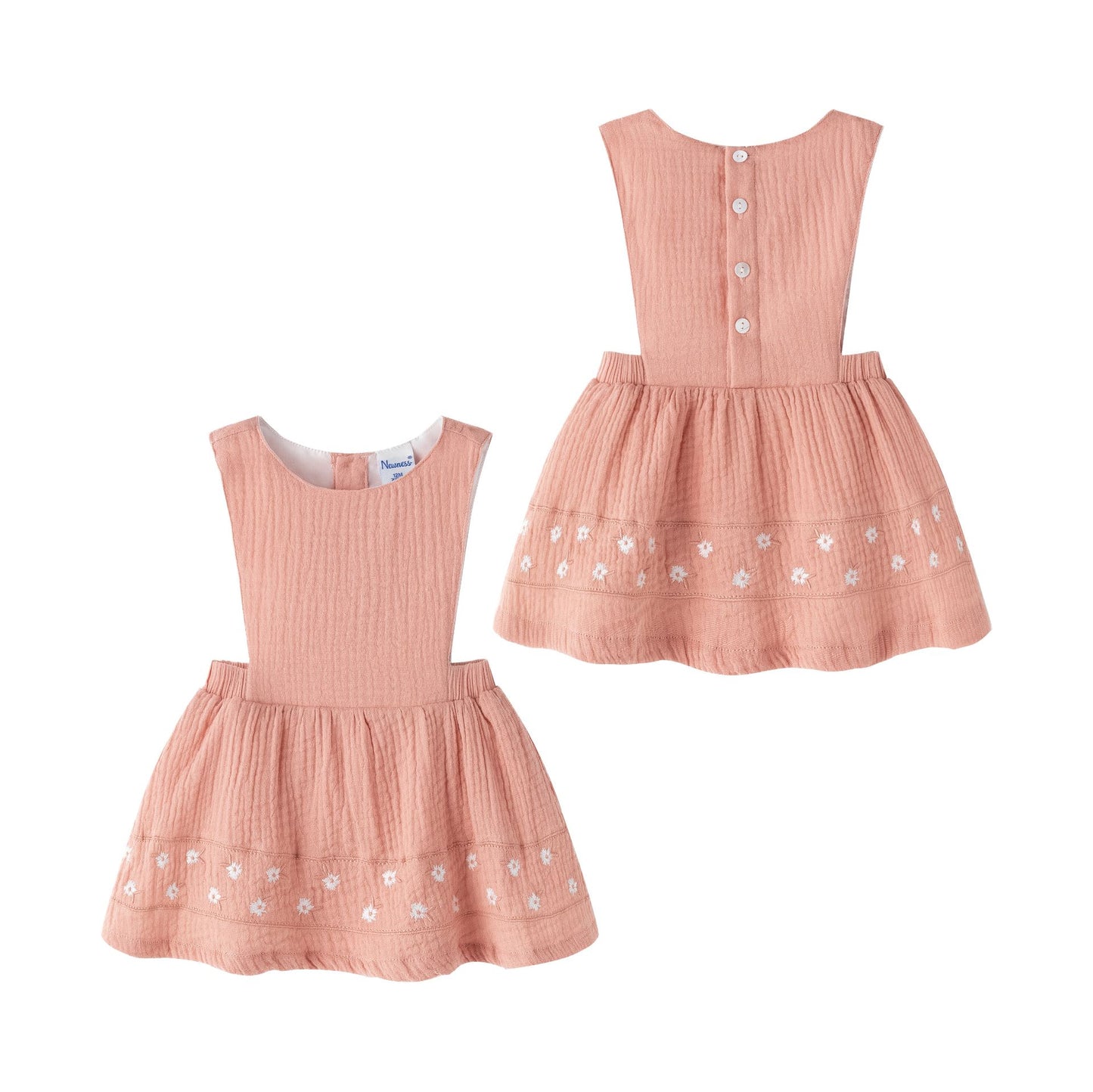 Peto de Bambula Bordado en Color  Salmón Rosado I 100% Algodón