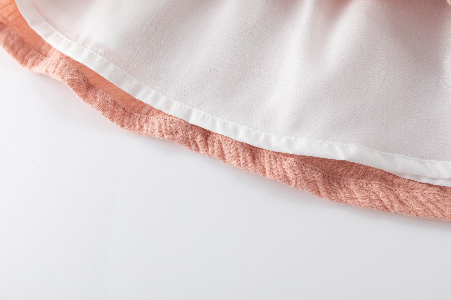 Peto de Bambula Bordado en Color  Salmón Rosado I 100% Algodón