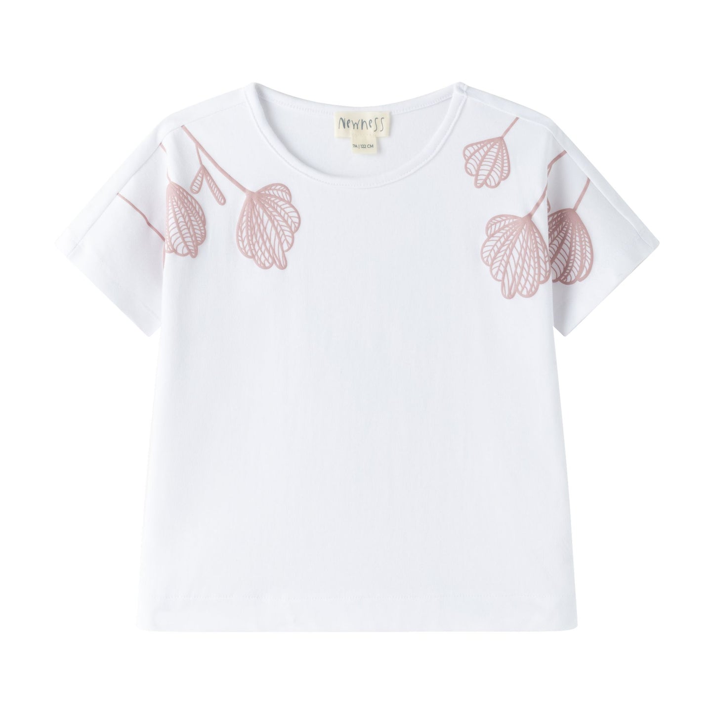 Camiseta blanca de niña con flores rosas | 100% Algodón