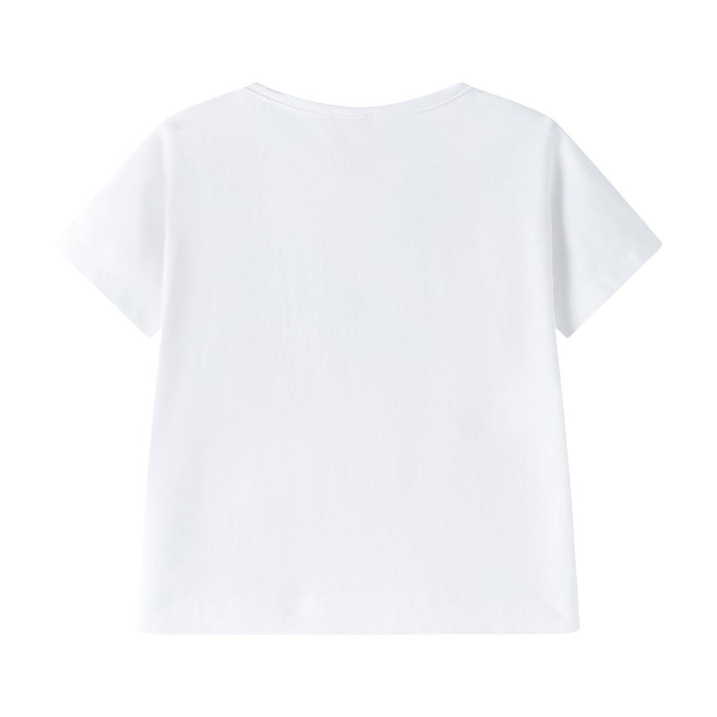 Camiseta blanca de niña con flores rosas | 100% Algodón