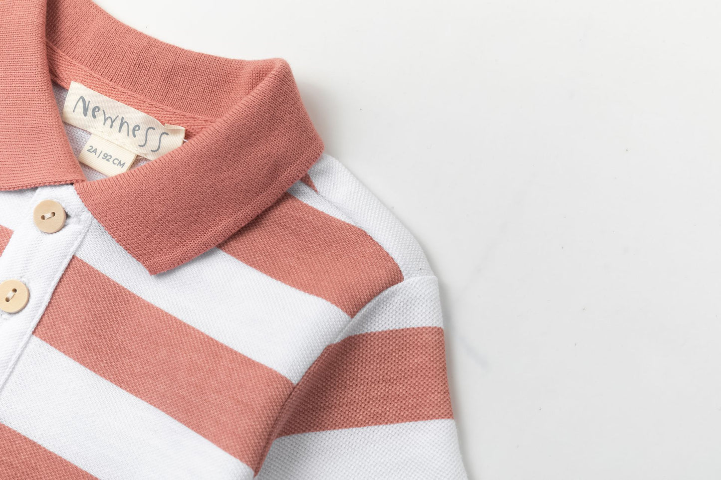 Polo de niño de manga corta a rayas | 100% Algodón | Color Salmón