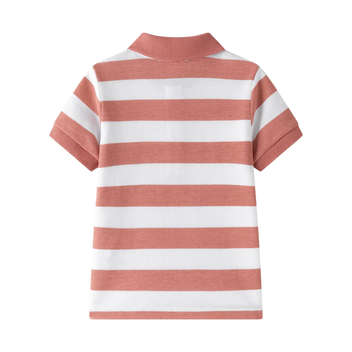 Polo de niño de manga corta a rayas | 100% Algodón | Color Salmón