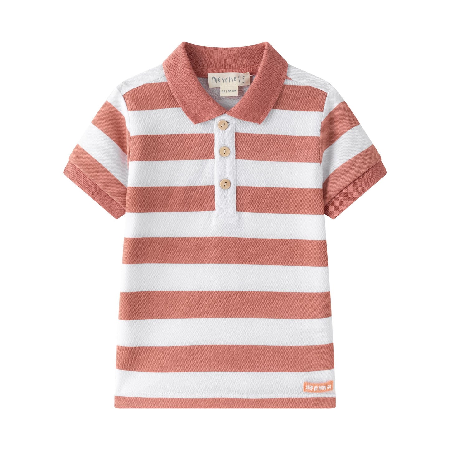 Polo de niño de manga corta a rayas | 100% Algodón | Color Salmón